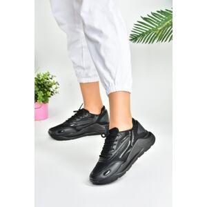 Fox Shoes Black Fabric Thick Sole Casual Sports Shoes