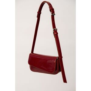 Madamra Claret Red Patent Leather Women's Asymmetrical Cut Shoulder Bag