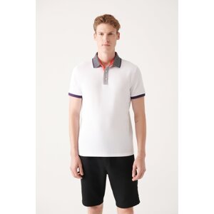 Avva Men's White 100% Cotton Polo Collar Standard Fit Regular Cut T-shirt