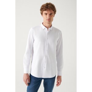 Avva Men's White Oxford Bottom Brit Collar Slim Fit Slim Fit Shirt