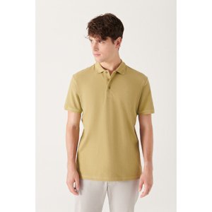 Avva Men's Oil Green 100% Cotton Cool Keeping Standard Fit Normal Cut Polo Neck T-shirt