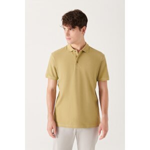 Avva Men's Oil Green 100% Cotton Cool Keeping Standard Fit Normal Cut Polo Neck T-shirt