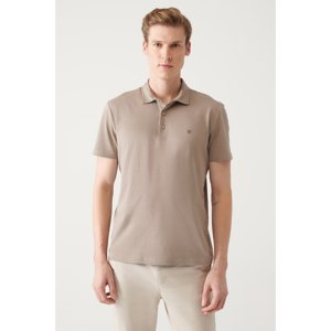 Avva Men's Mink 100% Cotton Standard Fit Normal Cut 3 Buttons Anti-roll Polo T-shirt