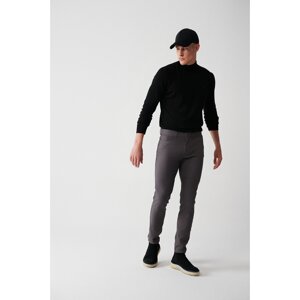 Avva Men's Anthracite Dobby Flexible 5-Pocket Slim Fit Slim Fit Canvas Trousers