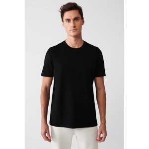 Avva Men's Black Crew Neck Printed Soft Touch Standard Fit Regular Cut T-shirt