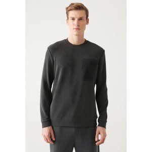 Avva Men's Anthracite Soft Touch Crew Neck Printed Comfort Fit Sweatshirt