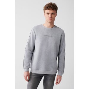 Avva Men's Gray Crew Neck Cotton Reflective Piping Standard Fit Normal Cut Sweatshirt