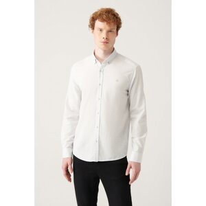 Avva Men's Gray Button Collar Comfort Fit Relaxed Cut 100% Cotton Linen Textured Shirt
