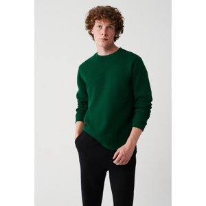 Avva Green Unisex Sweatshirt Crew Neck With Fleece Inside 3 Thread Cotton Regular Fit