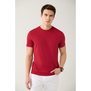Avva Men's Claret Red 100% Cotton Breathable Crew Neck Regular Fit T-shirt