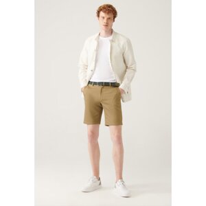 Avva Men's Khaki Flexible Waist Relaxed Fit Shorts