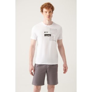 Avva Men's White Crew Neck Printed T-shirt