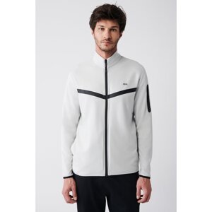 Avva Men's Gray Interlock Fabric Stand Collar Printed Standard Fit Regular Cut Sweatshirt