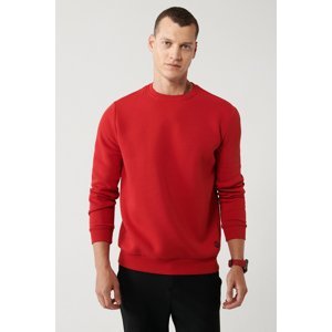 Avva Red Unisex Sweatshirt Crew Neck With Fleece Inside 3 Thread Cotton Regular Fit