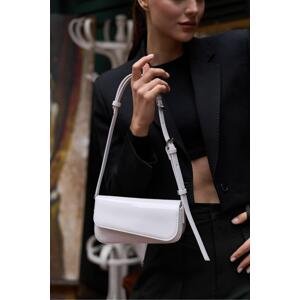 Madamra White Patent Leather Women's Mia Asymmetric Cut Handbag