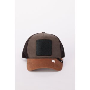 AC&Co / Altınyıldız Classics Men's Brown-Khaki 100% Cotton Color Block Hat with Changeable Stickers