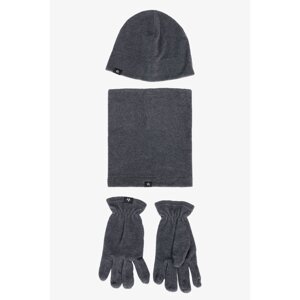 ALTINYILDIZ CLASSICS Men's Anthracite-Melange Fleece Beanie Neck Glove Set