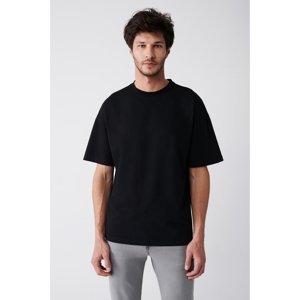 Avva Men's Black Oversize 100% Cotton Crew Neck Back Printed T-shirt