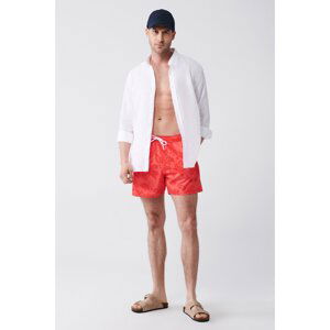 Avva Men's Pomegranate Flower Quick Dry Printed Standard Size Swimwear Marine Shorts