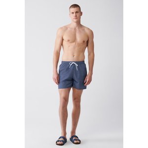 Avva Men's Navy - Blue Quick Dry Printed Regular Size Swimwear Marine Shorts