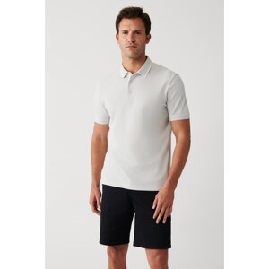 Avva Men's Gray 100% Cotton Standard Fit Normal Cut Snap-On Polo Neck T-shirt