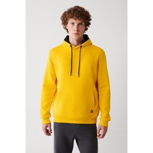 Avva Yellow Unisex Sweatshirt Hooded Inner Collar Fleece 3 Thread Cotton Regular Fit