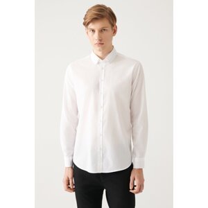 Avva Men's White Button Collar 100% Cotton Slim Fit Slim Fit Shirt