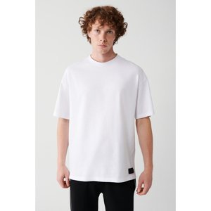 Avva Men's White Oversize Crew Neck 100% Cotton T-shirt