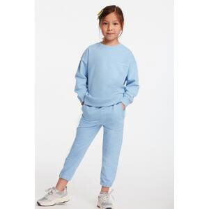 GRIMELANGE Jabor Girls Embroidered Crew Neck Comfort Blue Tracksuit Set