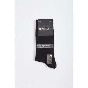 Avva Men's Black Plain Cashmere Crew Socks