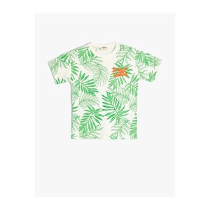 Koton T-Shirt Crew Neck Short Sleeve Tropical Printed Cotton