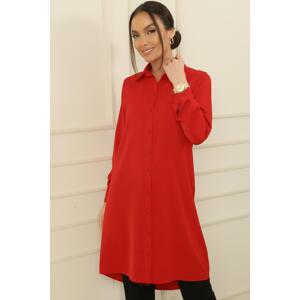 By Saygı Fake Pockets and Front Buttoned Sharmi Shirt Tunic