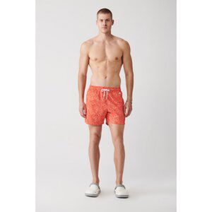 Avva Men's Orange Quick Drying Floral Printed Standard Size Custom Boxed Swimsuit Marine Shorts