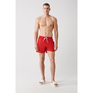 Avva Red Quick Dry Printed Standard Size Comfort Fit Swimsuit Sea Shorts