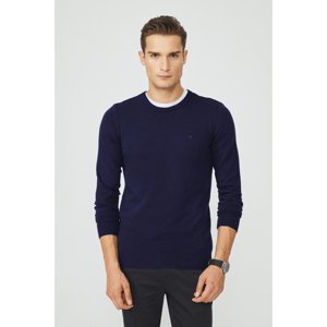 Avva Men's Saxe Blue Knitwear Sweater Crew Neck Anti-Pilling Standard Fit Normal Cut