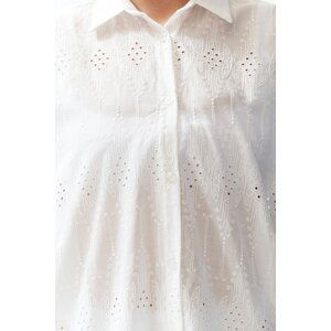 Trendyol Bridal White Woven Embroidered 100% Cotton Shirt