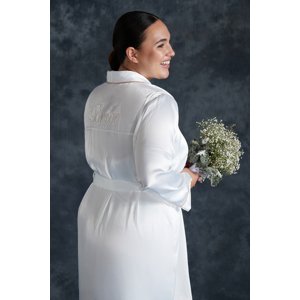 Trendyol Curve White Satin Belted Woven Bridal Dressing Gown