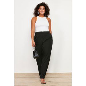 Trendyol Curve Black High Waist Wide Leg Wide Leg Pleated Woven Trousers