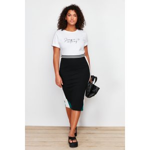 Trendyol Curve Black Color Blocked Midi Knitted Skirt