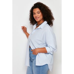 Trendyol Curve Blue Oversize Woven Shirt