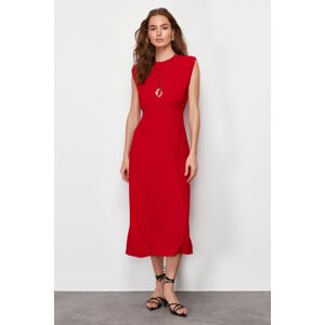 Trendyol Red A-line Crew Neck Sleeveless Aerobin Midi Woven Dress