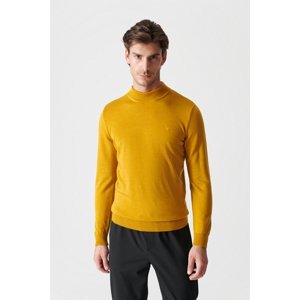 Avva Mustard Unisex Knitwear Sweater Half Turtleneck Non-Pilling Regular Fit