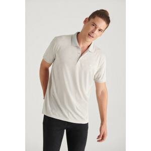 Avva Men's Stone Polo Collar Jacquard Slim Fit T-shirt