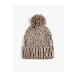 Koton Elastic Knitted Beret with Layered Edges and Pompom Detail