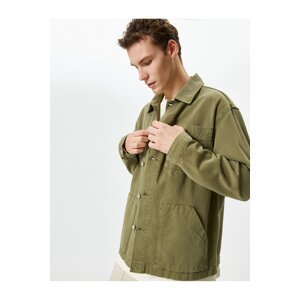 Koton Shirt Jacket Washed Double Pocket Detailed Classic Collar Buttoned