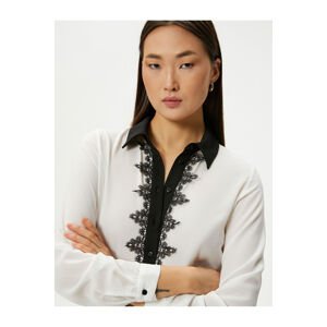 Koton Lace Shirt Long Sleeve Buttoned Regular Fit