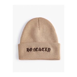 Koton Graffiti Embroidered Beanie with Fold Detail