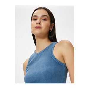 Koton Ribbed Undershirt Halter Neck Basic Faded Effect