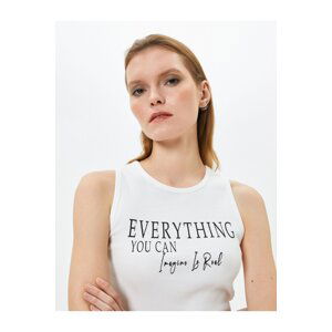 Koton Halter Neck Undershirt Crop Motto Printed Cotton