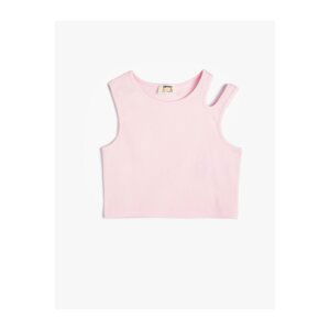 Koton Crop T-Shirt Window Detail Cotton Ribbed